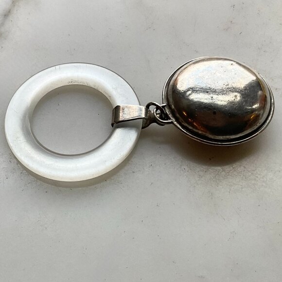 Sterling Silver Lunt Baby Rattle and Teething Ring Vintage - Picture 3 of 5